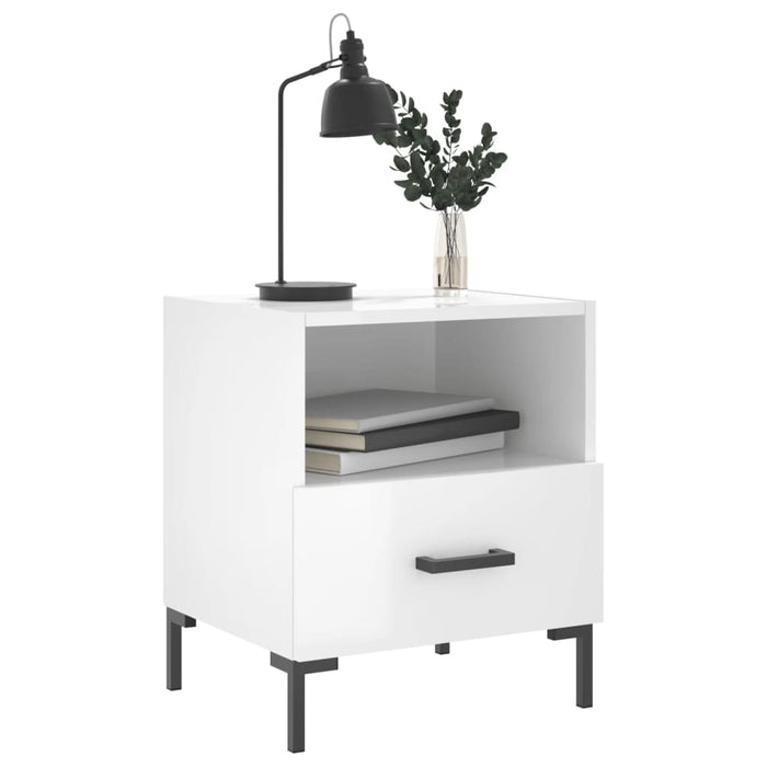 Bedside Cabinet High Gloss White 40x35x47.5 cm Engineered Wood