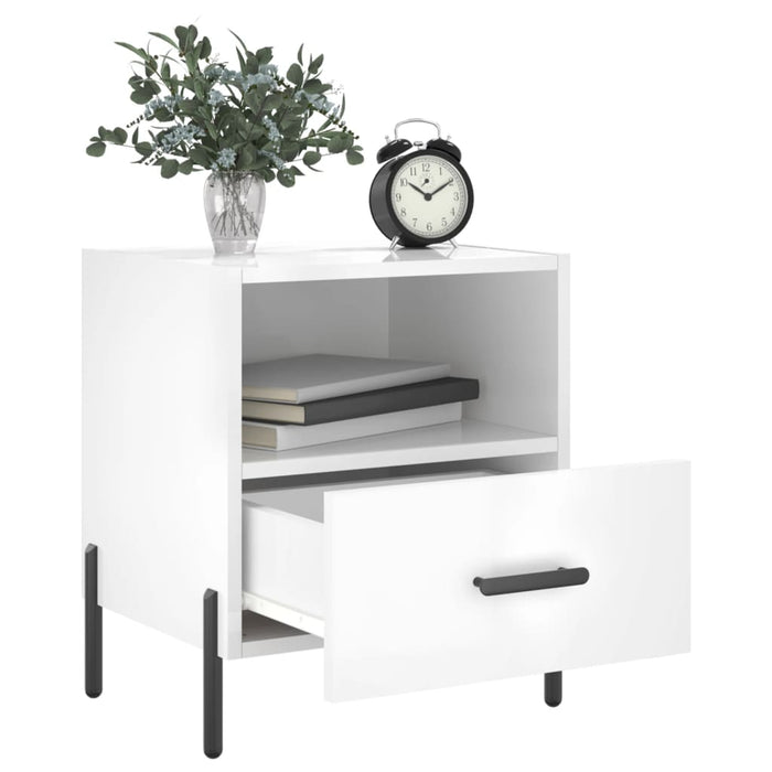 Bedside Cabinets 2 pcs High Gloss White 40x35x47.5 cm Engineered Wood