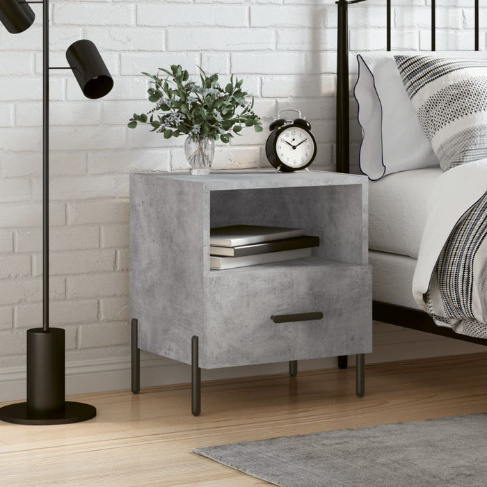 Bedside Cabinet Concrete Grey 40x35x47.5 cm Engineered Wood