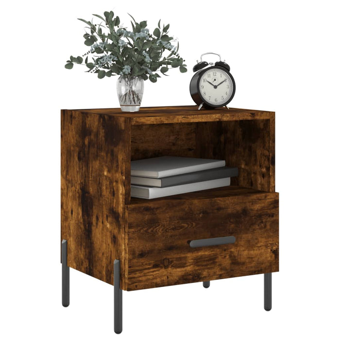 Bedside Cabinet Smoked Oak 40x35x47.5 cm Engineered Wood