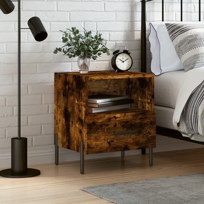 Bedside Cabinet Smoked Oak 40x35x47.5 cm Engineered Wood