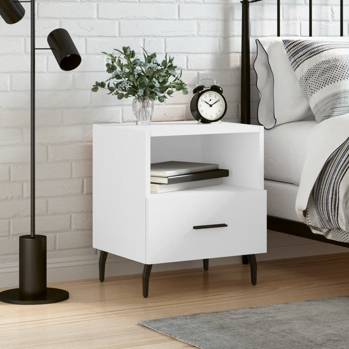 Bedside Cabinet White 40x35x47.5 cm Engineered Wood