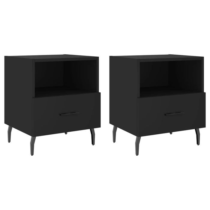 Bedside Cabinets 2 pcs Black 40x35x47.5 cm Engineered Wood