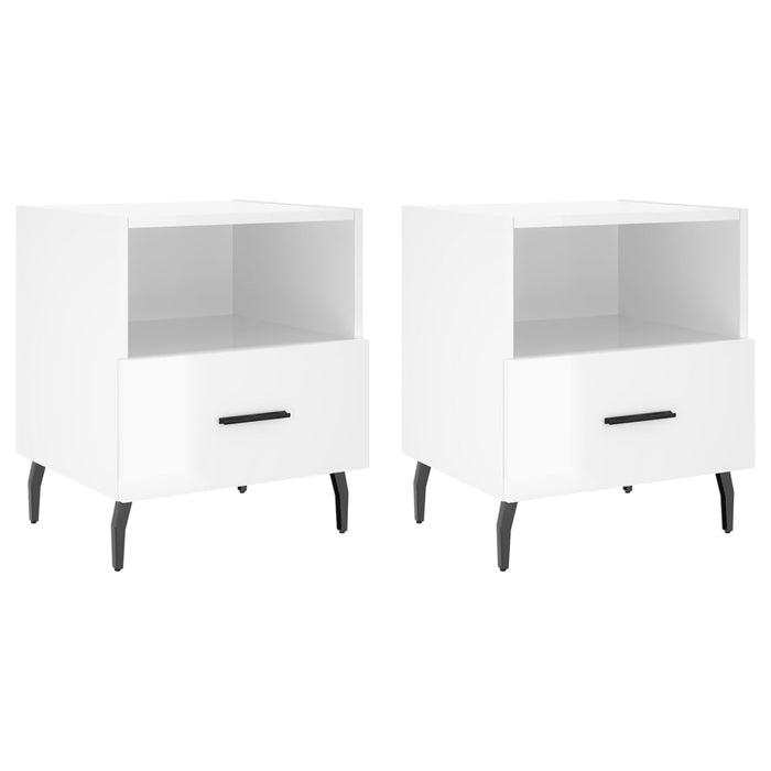 Bedside Cabinets 2 pcs High Gloss White 40x35x47.5 cm Engineered Wood