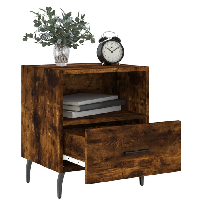 Bedside Cabinet Smoked Oak 40x35x47.5 cm Engineered Wood