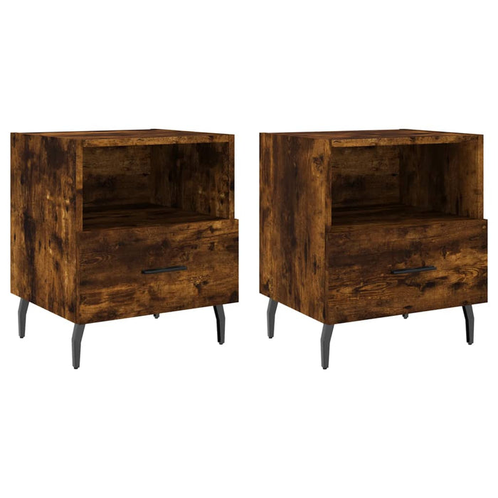 Bedside Cabinets 2 pcs Smoked Oak 40x35x47.5 cm Engineered Wood