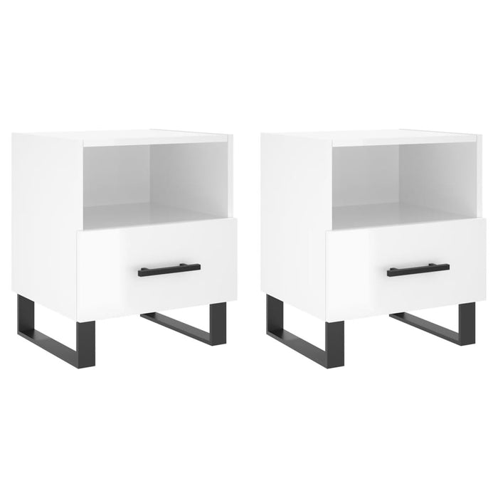 Bedside Cabinets 2 pcs High Gloss White 40x35x47.5 cm Engineered Wood