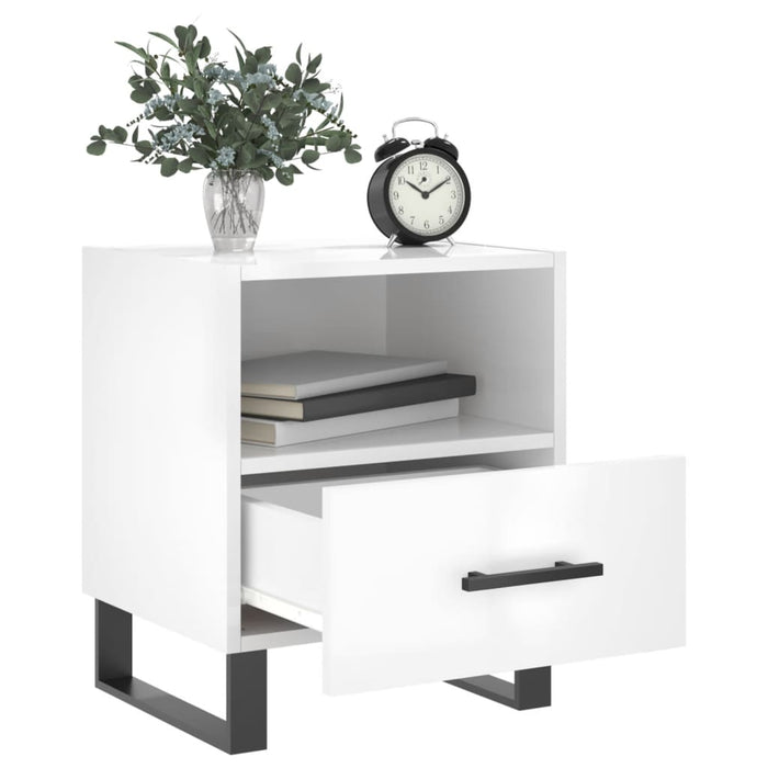 Bedside Cabinets 2 pcs High Gloss White 40x35x47.5 cm Engineered Wood