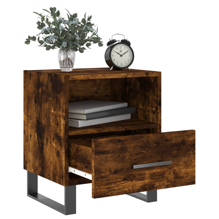 Bedside Cabinet Smoked Oak 40x35x47.5 cm Engineered Wood