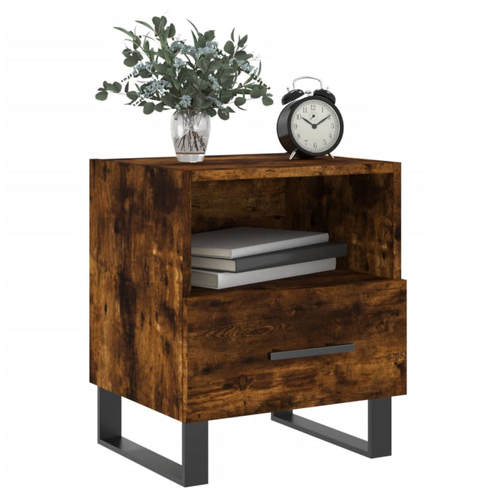 Bedside Cabinet Smoked Oak 40x35x47.5 cm Engineered Wood