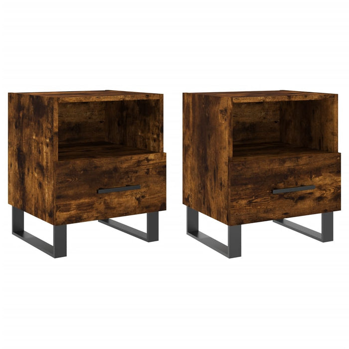 Bedside Cabinets 2 pcs Smoked Oak 40x35x47.5 cm Engineered Wood