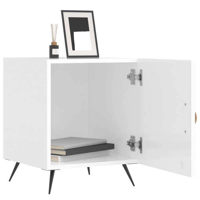 Bedside Cabinet High Gloss White 40x40x50 cm Engineered Wood