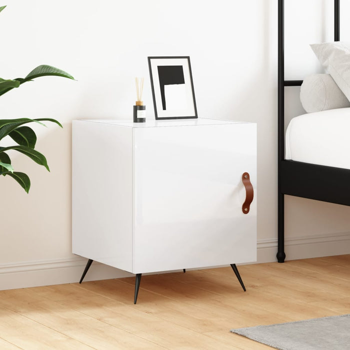 Bedside Cabinet High Gloss White 40x40x50 cm Engineered Wood