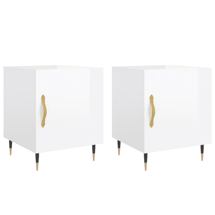 Bedside Cabinets 2 pcs High Gloss White 40x40x50 cm Engineered Wood