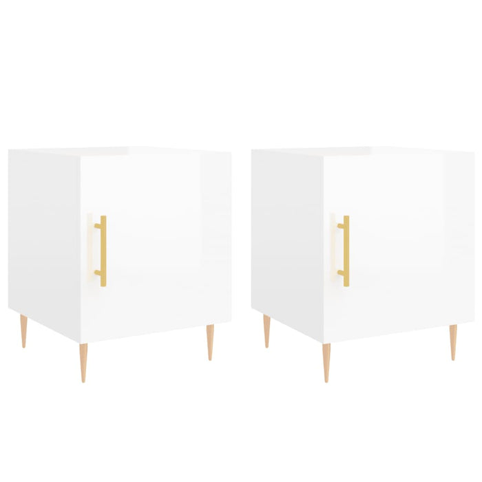 Bedside Cabinets 2 pcs High Gloss White 40x40x50 cm Engineered Wood