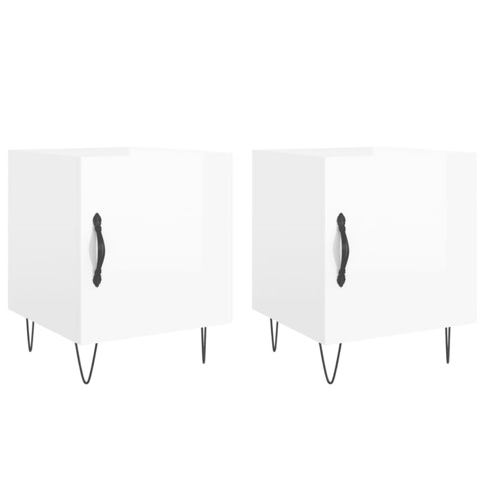 Bedside Cabinets 2 pcs High Gloss White 40x40x50 cm Engineered Wood