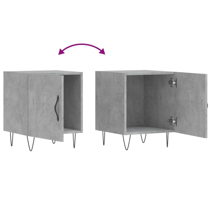 Bedside Cabinets 2 pcs Concrete Grey 40x40x50 cm Engineered Wood