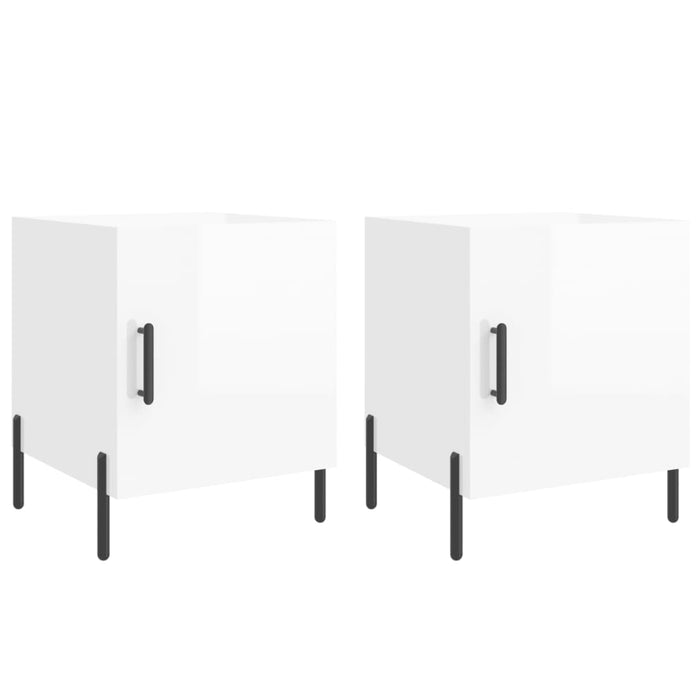 Bedside Cabinets 2 pcs High Gloss White 40x40x50 cm Engineered Wood