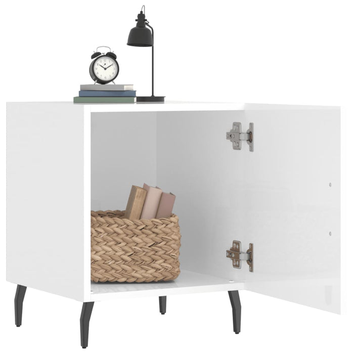 Bedside Cabinet High Gloss White 40x40x50 cm Engineered Wood