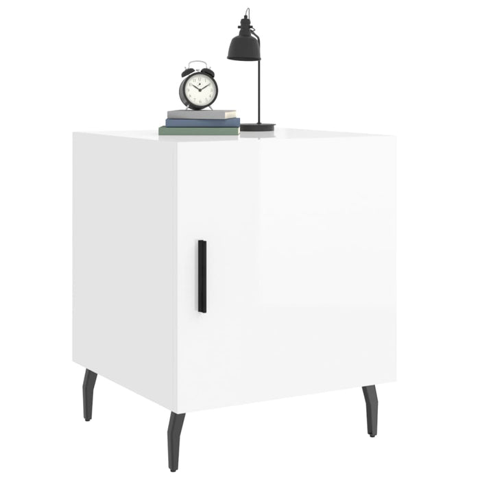 Bedside Cabinet High Gloss White 40x40x50 cm Engineered Wood