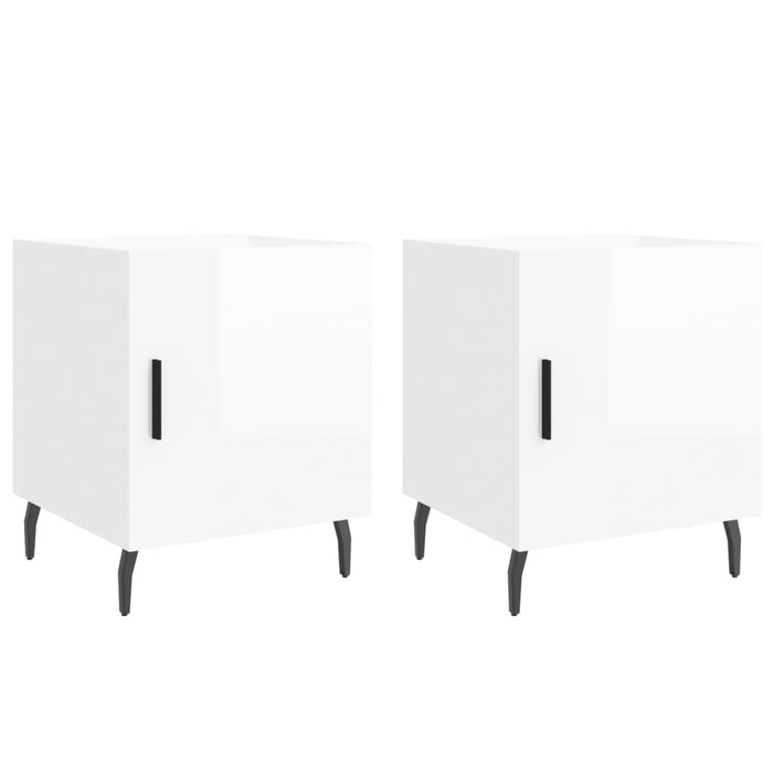 Bedside Cabinets 2 pcs High Gloss White 40x40x50 cm Engineered Wood