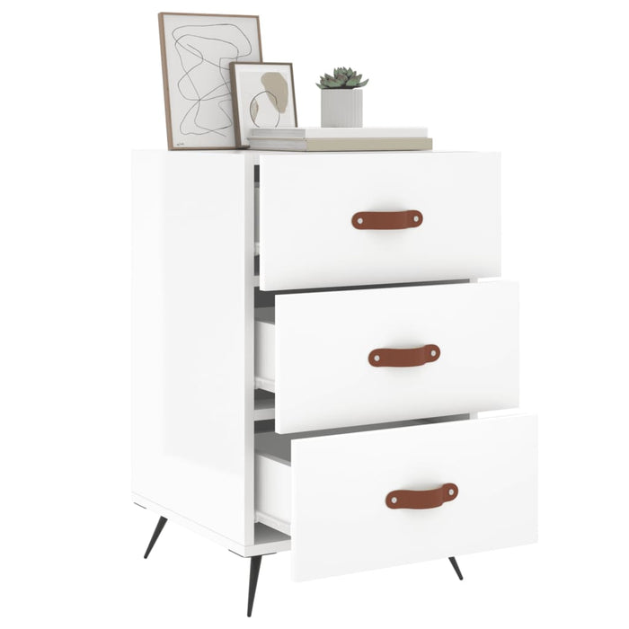 Bedside Cabinet High Gloss White 40x40x66 cm Engineered Wood