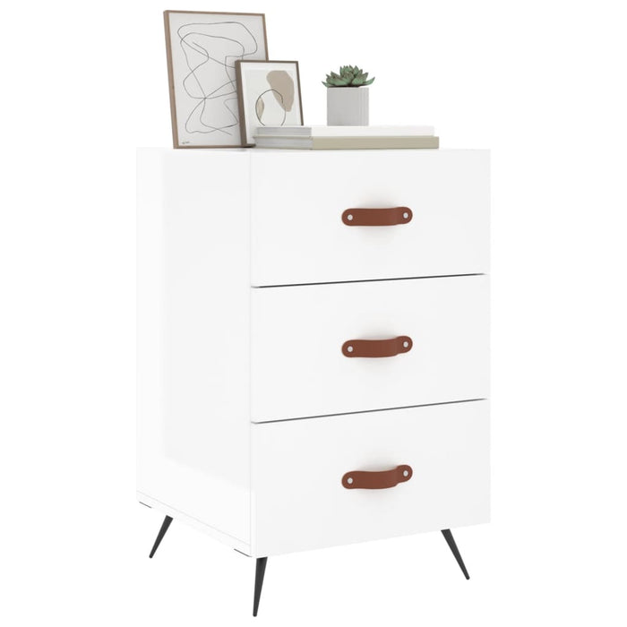 Bedside Cabinet High Gloss White 40x40x66 cm Engineered Wood