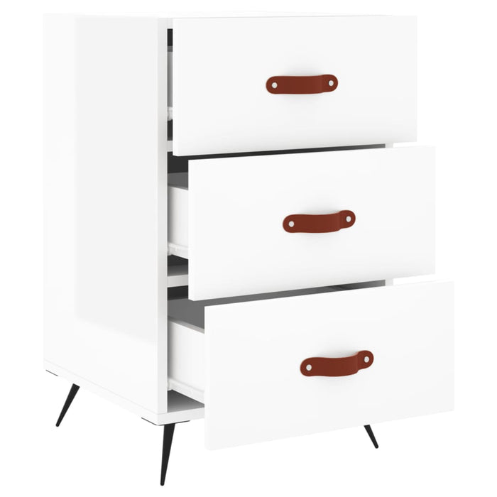 Bedside Cabinet High Gloss White 40x40x66 cm Engineered Wood