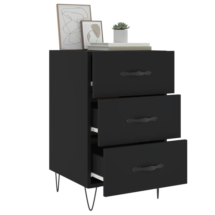 Bedside Cabinet Black 40x40x66 cm Engineered Wood