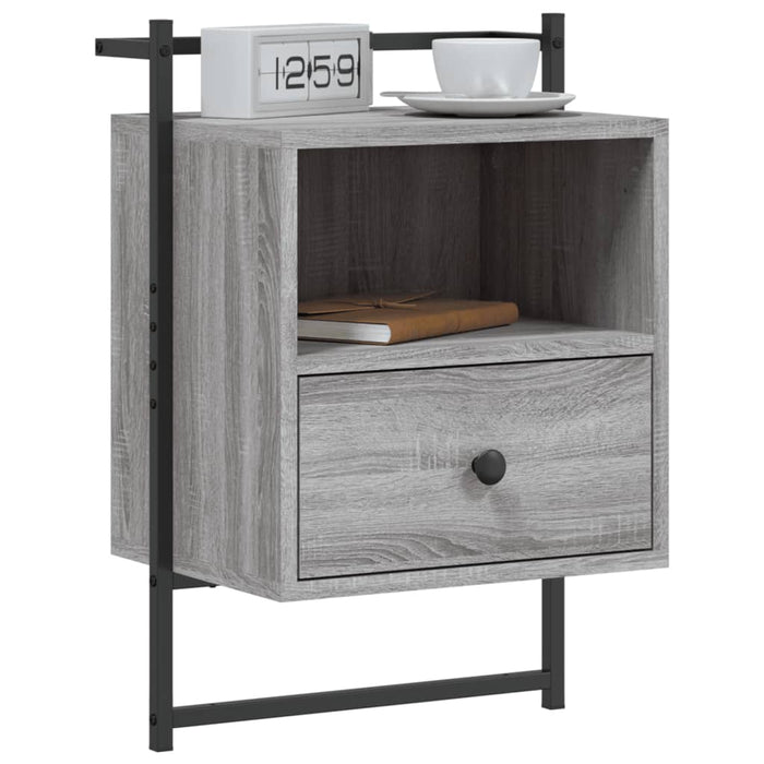 Bedside Cabinet Wall-mounted Grey Sonoma 40x30x61 cm Engineered Wood