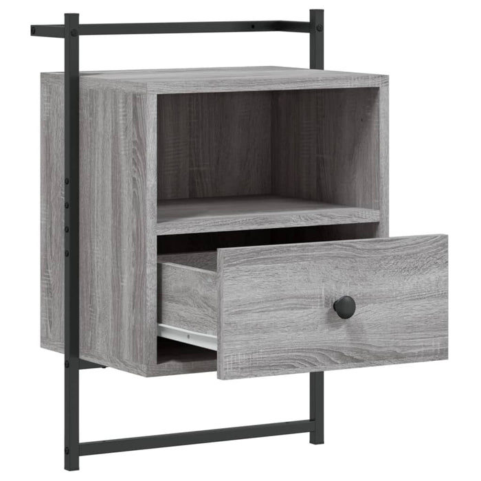 Bedside Cabinet Wall-mounted Grey Sonoma 40x30x61 cm Engineered Wood