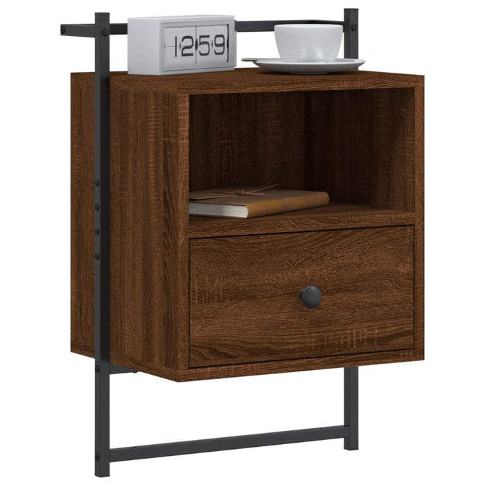 Bedside Cabinet Wall-mounted Brown Oak 40x30x61 cm Engineered Wood