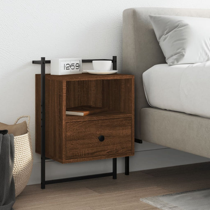 Bedside Cabinet Wall-mounted Brown Oak 40x30x61 cm Engineered Wood