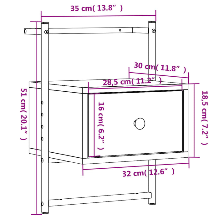 Bedside Cabinets Wall-mounted 2 pcs Grey Sonoma 35x30x51 cm Engineered Wood