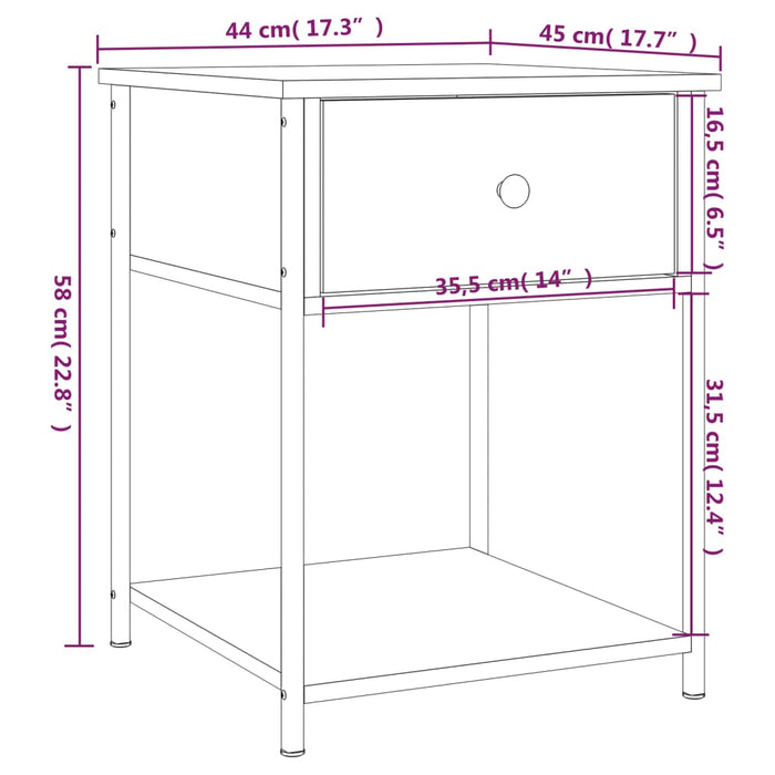 Noptiera Stejar Afumat 44x45x58 cm Lemn De Inginerie