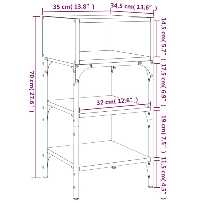 Noptiere 2 buc Negru 35x34,5x70 cm Lemn de Inginerie