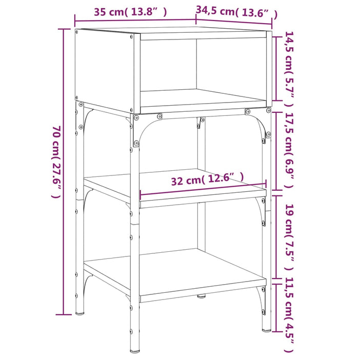 Noptiere 2 buc Gri Sonoma 35x34,5x70 cm Lemn prelucrat