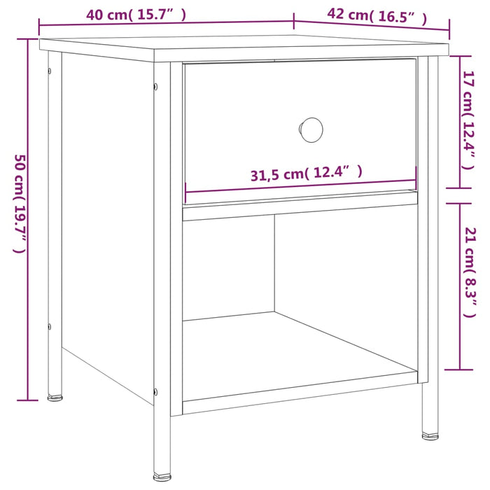 Noptiera Stejar Afumat 40x42x50 cm Lemn Cosinat