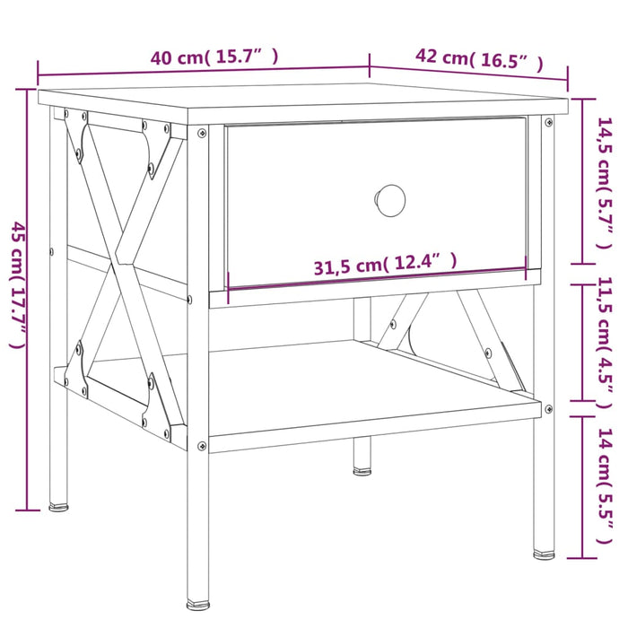 Noptiera Stejar Afumat 40x42x45 cm Lemn Produs