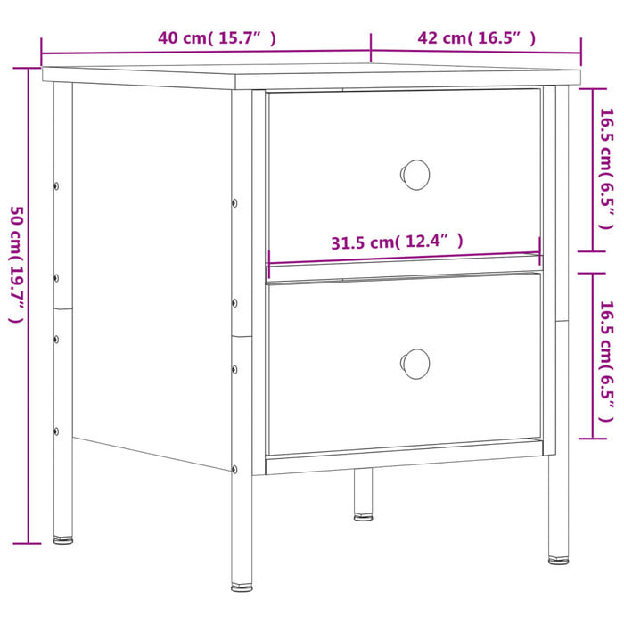 Noptiera Stejar Afumat 40x42x50 cm Lemn Cosinat