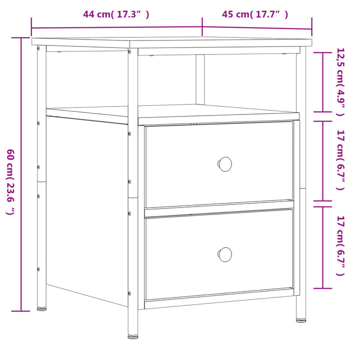 Noptiera 2 buc Negru 44x45x60 cm Lemn de Inginerie