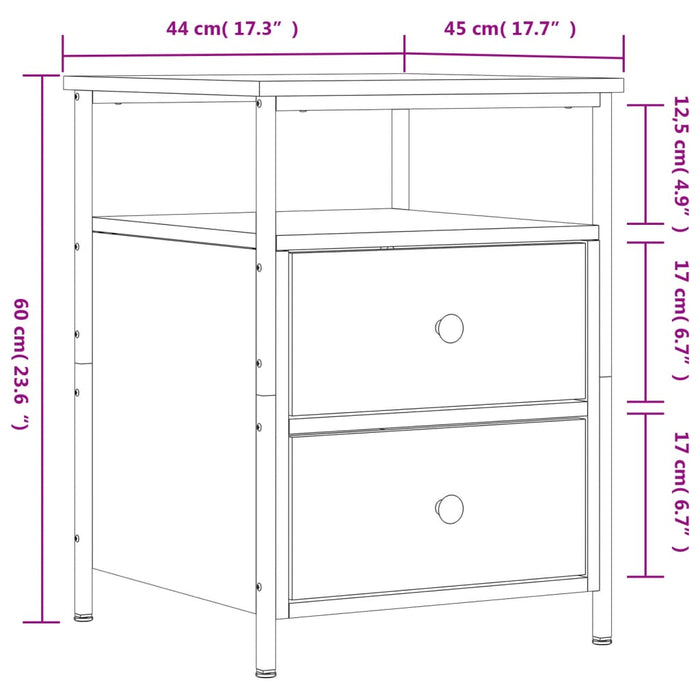 Noptiera Stejar Maro 44x45x60 cm Lemn Produs