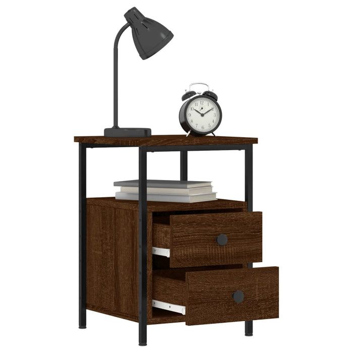 Bedside Cabinet Brown Oak 34x35.5x50 cm Engineered Wood