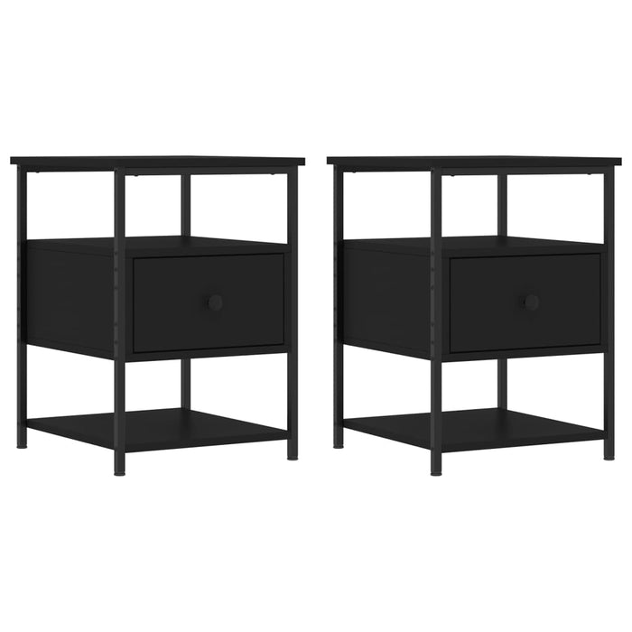 Bedside Cabinets 2 pcs Black 40x42x56 cm Engineered Wood