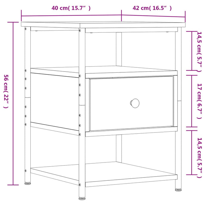 Noptiera Stejar Afumat 40x42x56 cm Lemn Cosinat