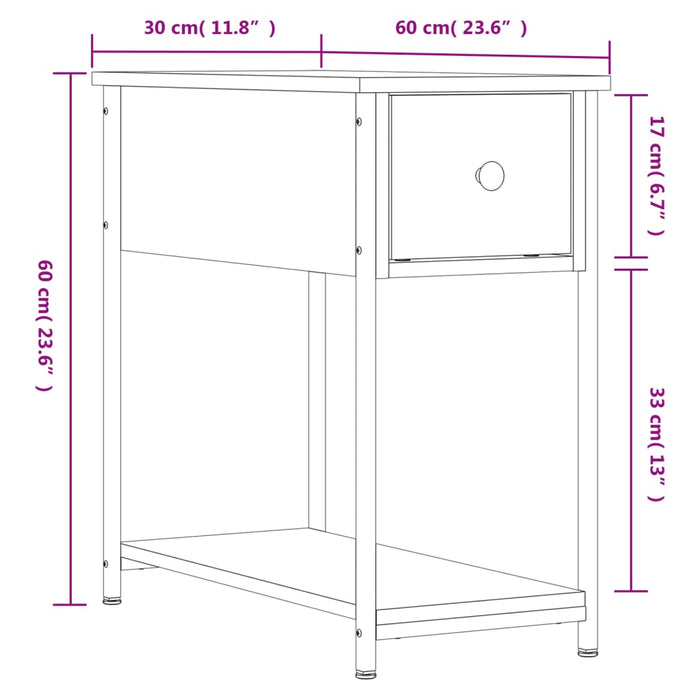 Noptiera Stejar Afumat 30x60x60 cm Lemn Cosinat