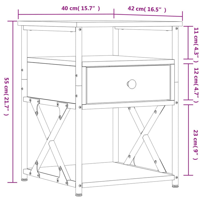 Noptiera Stejar Afumat 40x42x55 cm Lemn Cosinat