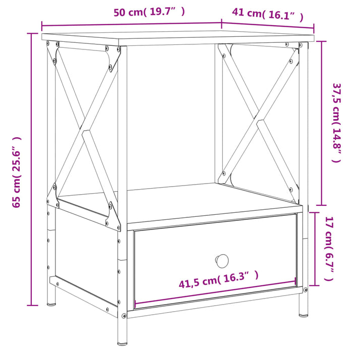 Noptiere 2 bucati Stejar Sonoma 50x41x65 cm Lemn Inginerie