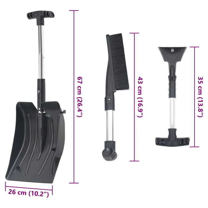 Snow Shovel Kit 3-in-1 Black Aluminum