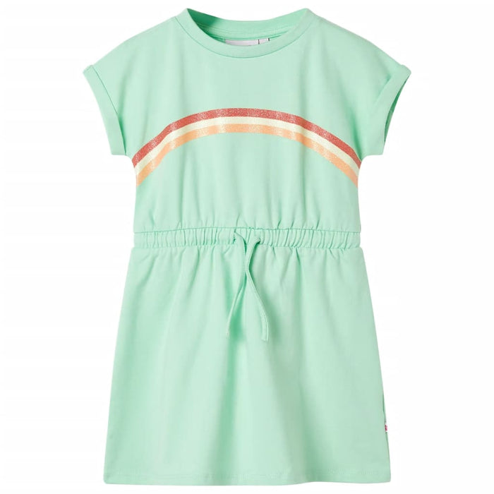 Kids' Dress with Drawstring Bright Green 104